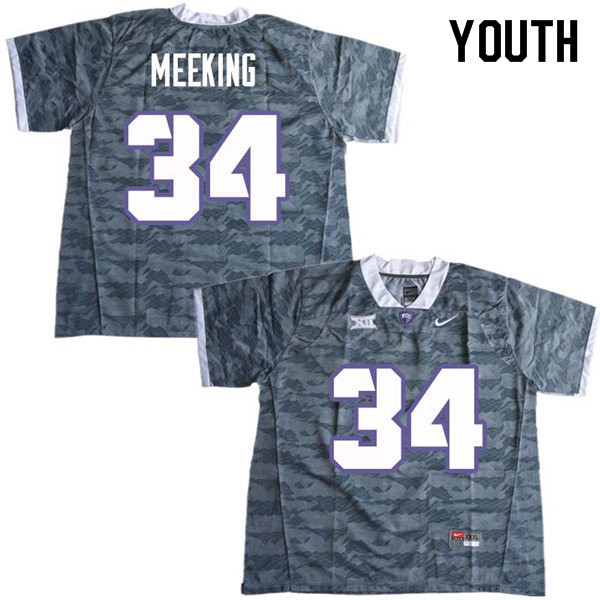 Youth #34 Ni Jeel Meeking TCU Horned Frogs College Football Jerseys Sale-Gray